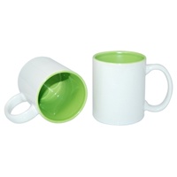 11oz White with Light Green Inner Colour Sublimation Coffee Mugs