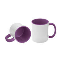 11oz White with Purple Inner and Handle Colour Sublimation Coffee Mugs