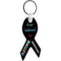 Unisub 4660 Semi-Gloss White Aluminium Key Chain - Awareness Ribbon 2 Sided