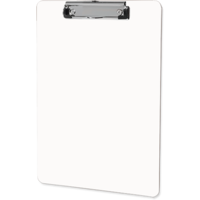 Unisub 5634 Gloss White Hardboard Clipboard w/Flatclip 229mm x 394mm